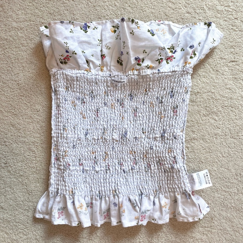 Reformation White Floral Smocked Tank Top - Picture 6 of 8